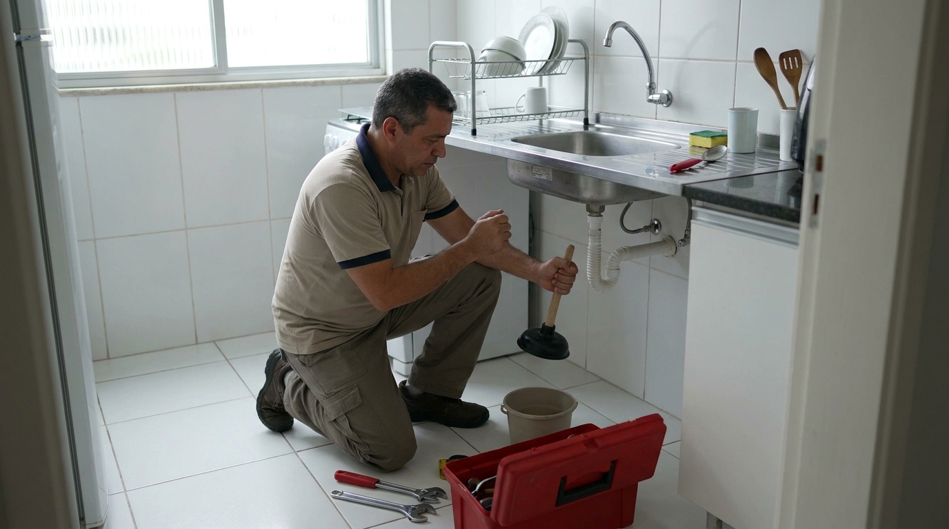 Desentupimento de pia residencial em Gravataí‑RS