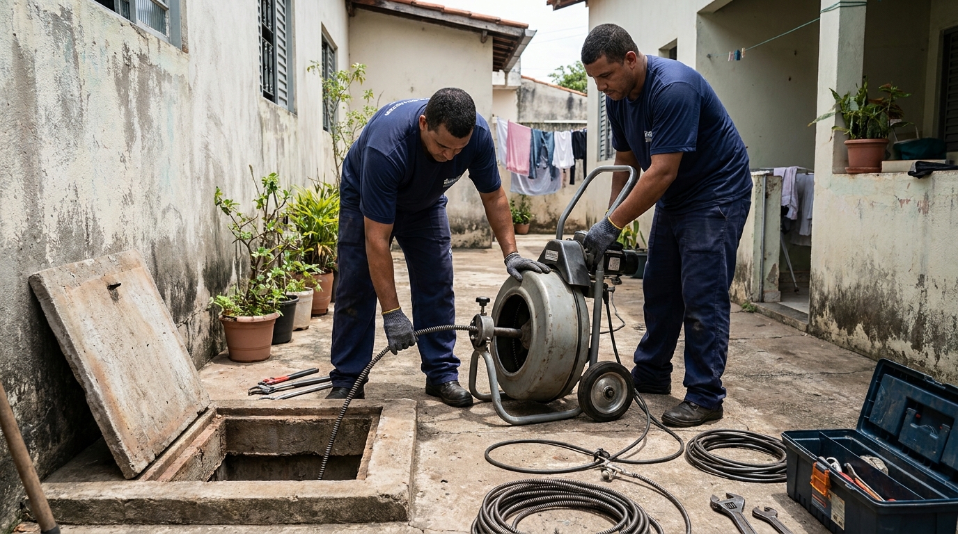 Desentupimento de rede de esgoto em Gravataí‑RS