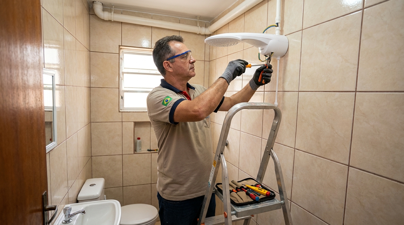 Instalação de chuveiro no banheiro em Gravataí‑RS
